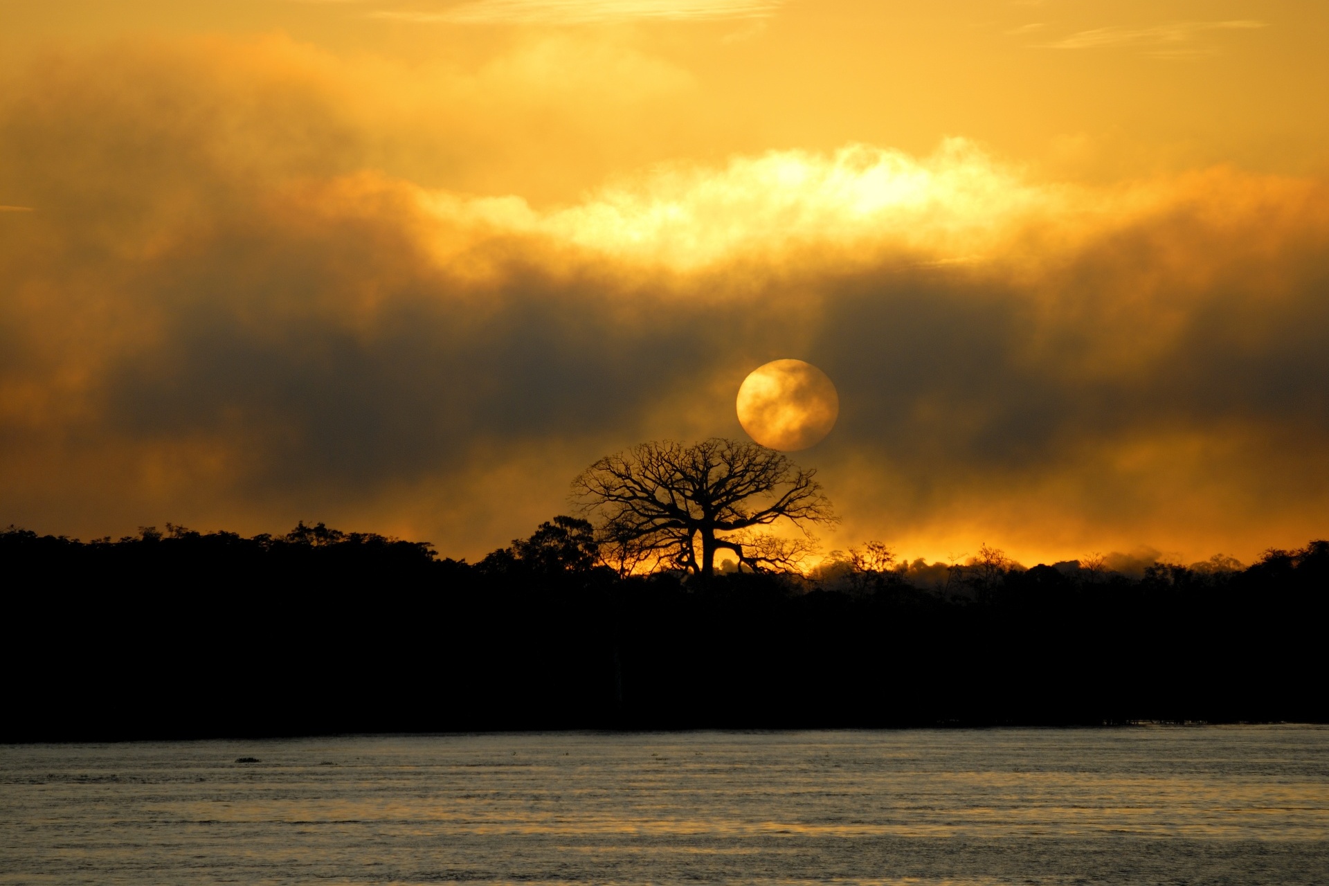アマゾン川の日の出　マナウス　ブラジル
